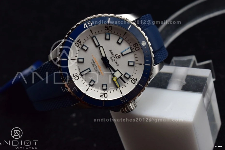 1:1 White Dial A2824 BLSF SS Automatic Strap SuperOcean Edition on 42 Blue Rubber Best 0423